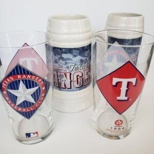 Texas Ranger baseball club set of glass and ceramic cups and glasses
